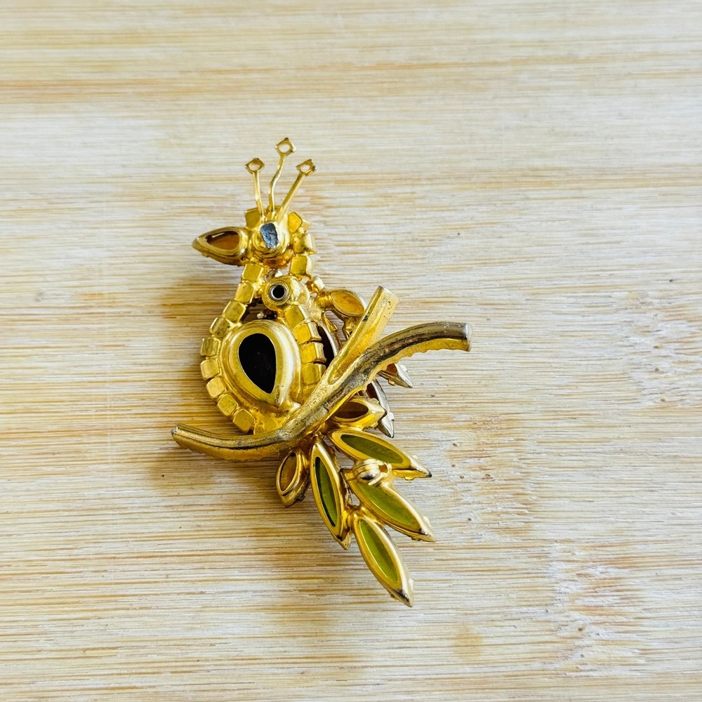 VTG Parrot Bird Brooch pin D&E Juliana Book Piece Rhinestone AS IS Repair Parts - Picture 3 of 7